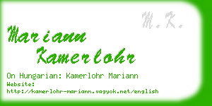 mariann kamerlohr business card